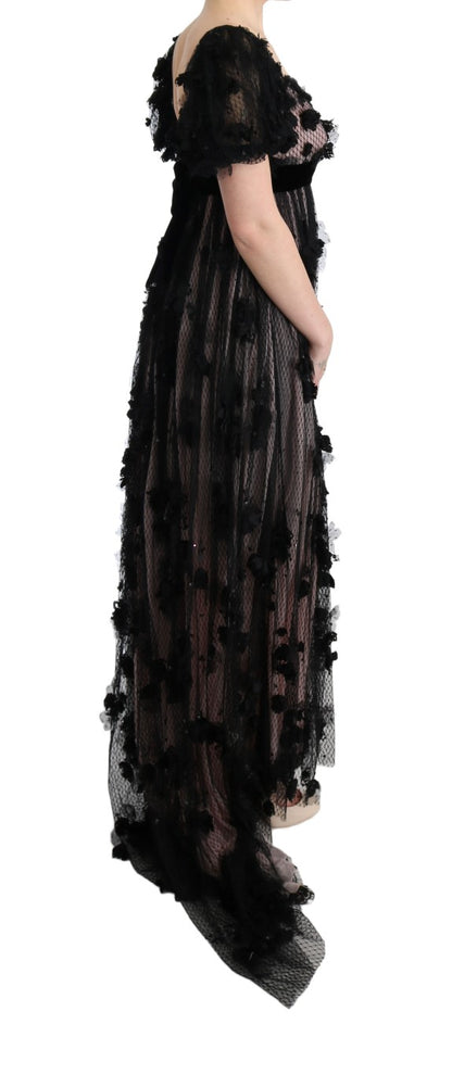 Vestido recto de seda negro con apliques de Dolce & Gabbana