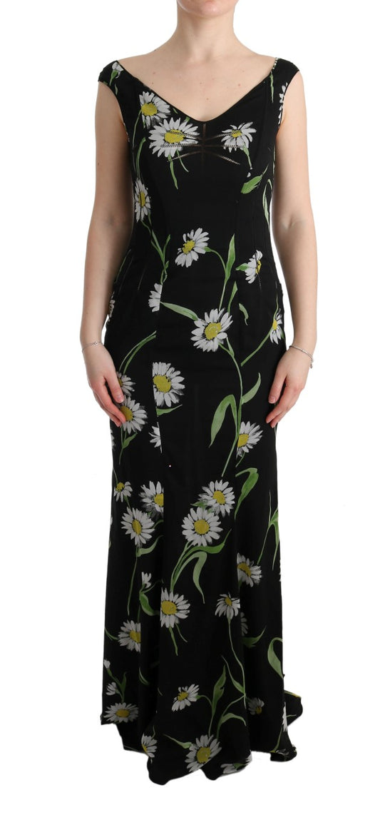 Vestido de tubo elástico de seda con estampado de girasoles de Dolce & Gabbana