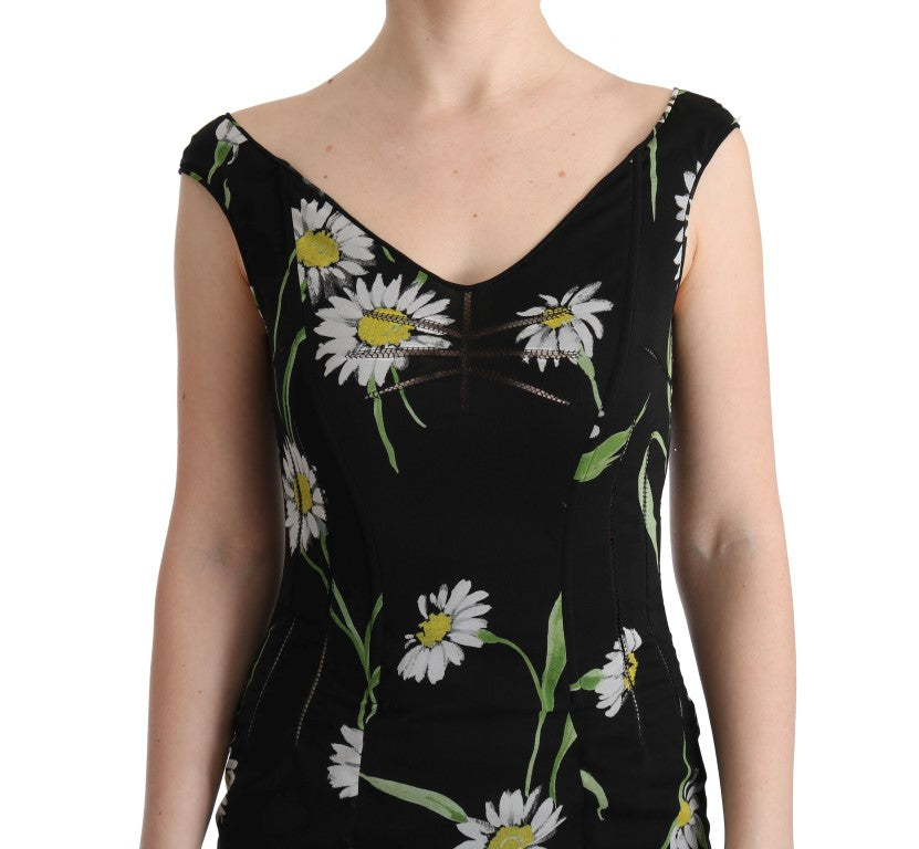 Vestido de tubo elástico de seda con estampado de girasoles de Dolce & Gabbana