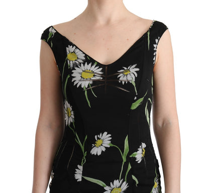 Vestido de tubo elástico de seda con estampado de girasoles de Dolce & Gabbana