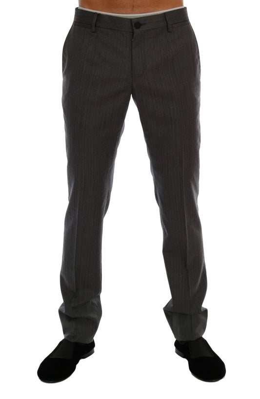 Pantalones formales a rayas de lana gris Dolce & Gabbana