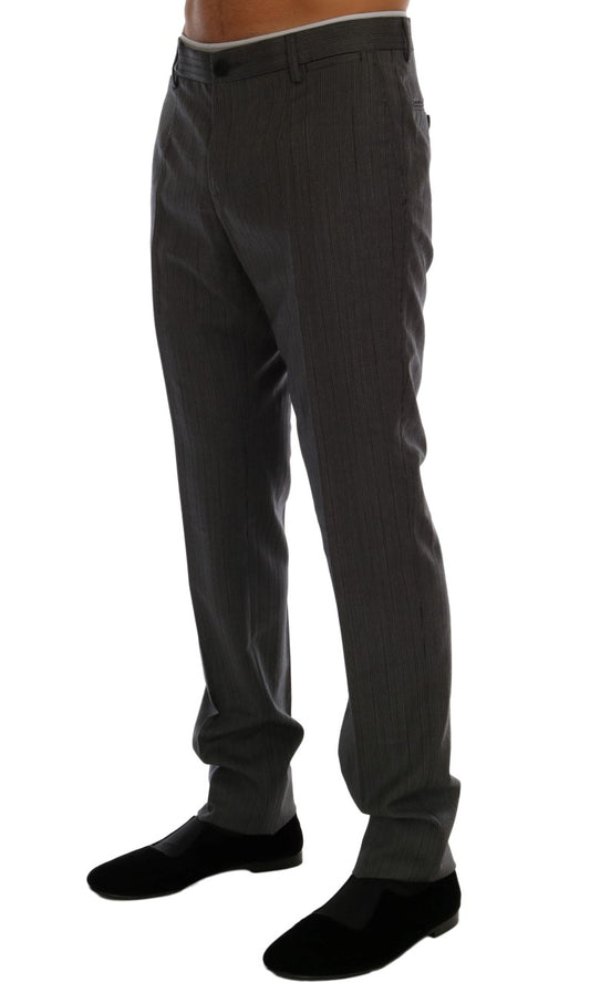 Pantalones formales a rayas de lana gris Dolce & Gabbana