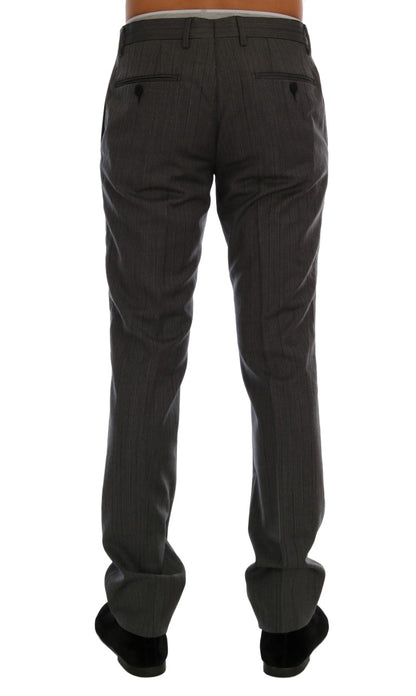 Pantalones formales a rayas de lana gris Dolce & Gabbana