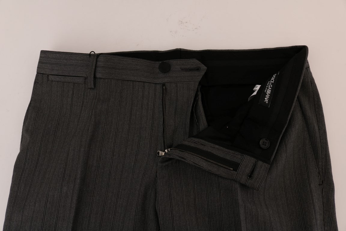 Pantalones formales a rayas de lana gris Dolce & Gabbana