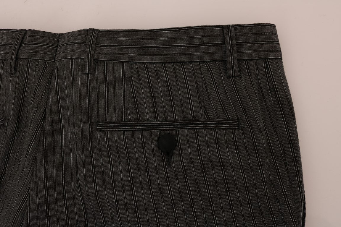 Pantalones formales a rayas de lana gris Dolce & Gabbana