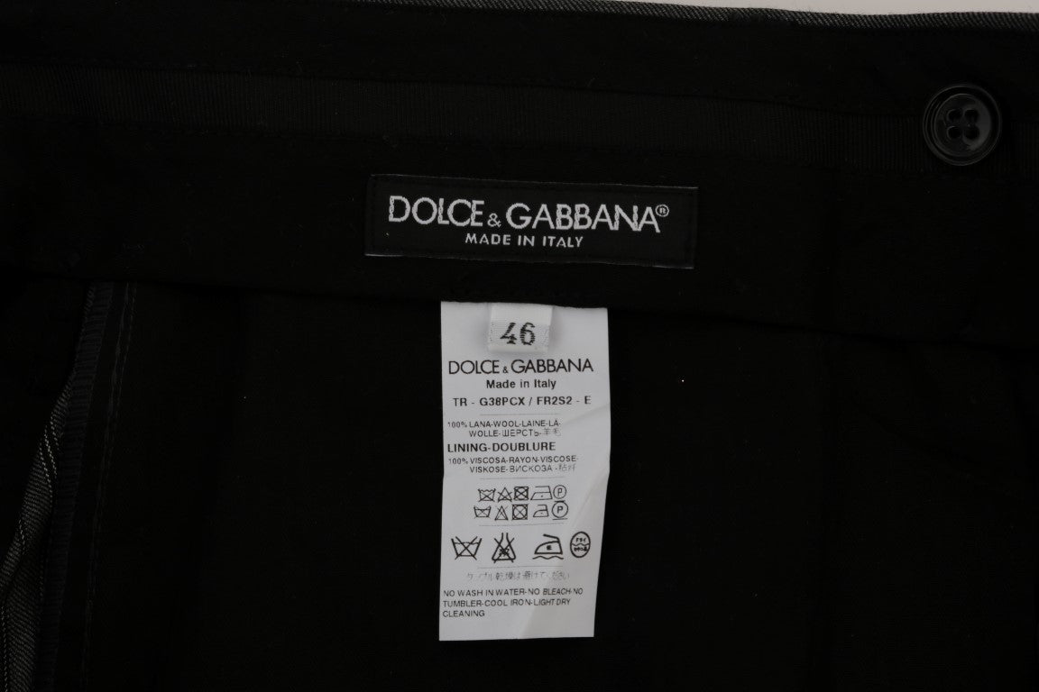 Pantalones formales a rayas de lana gris Dolce & Gabbana