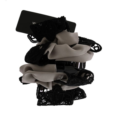 Pinza para el pelo Dolce & Gabbana de seda gris con encaje negro