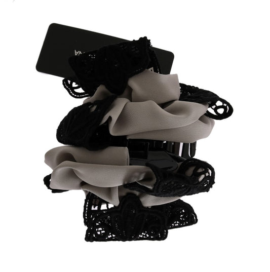 Pinza para el pelo Dolce & Gabbana de seda gris con encaje negro