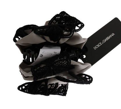 Pinza para el pelo Dolce & Gabbana de seda gris con encaje negro