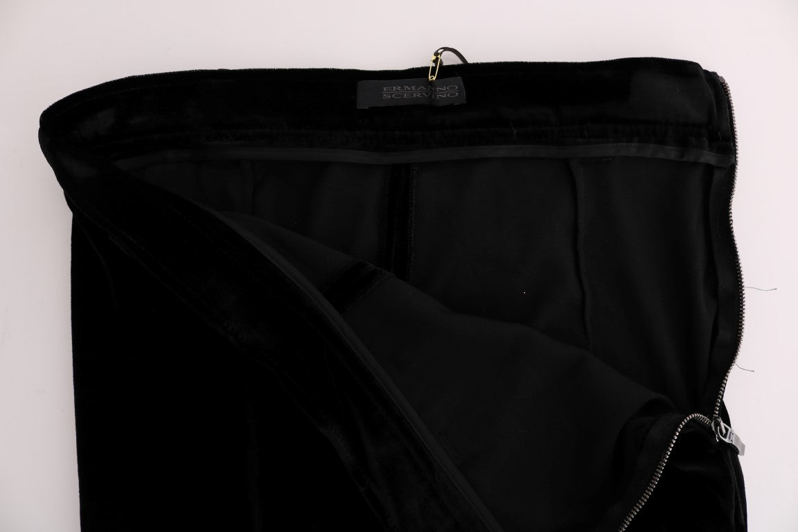 Pantalones Ermanno Scervino de Terciopelo Negro de Corte Ajustado