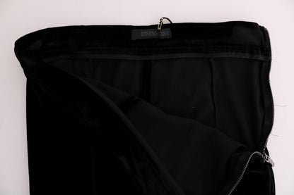 Pantalones Ermanno Scervino de Terciopelo Negro de Corte Ajustado