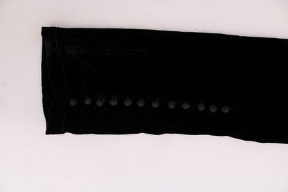 Pantalones Ermanno Scervino de Terciopelo Negro de Corte Ajustado