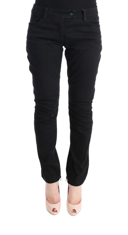 Pantalones casuales Ermanno Scervino de algodón negro de corte ajustado