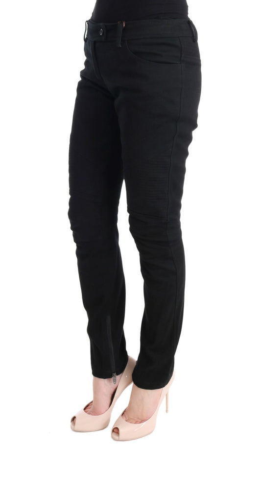 Pantalones casuales Ermanno Scervino de algodón negro de corte ajustado