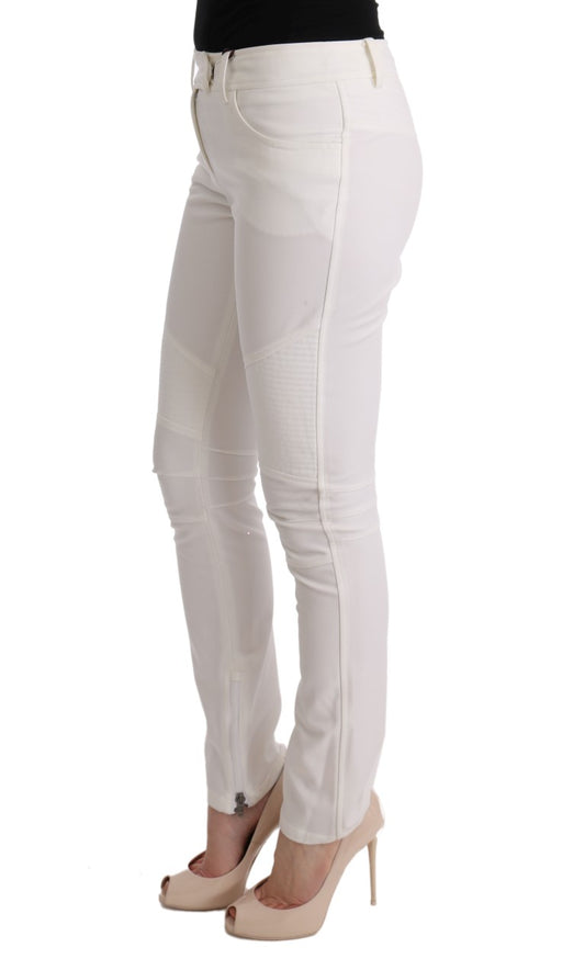 Ermanno Scervino Pantalones Casuales Blancos de Algodón Ajustados