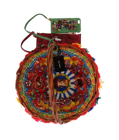 Bolso Dolce & Gabbana Multicolor AGNESE de Paja con Cristales y Pompones