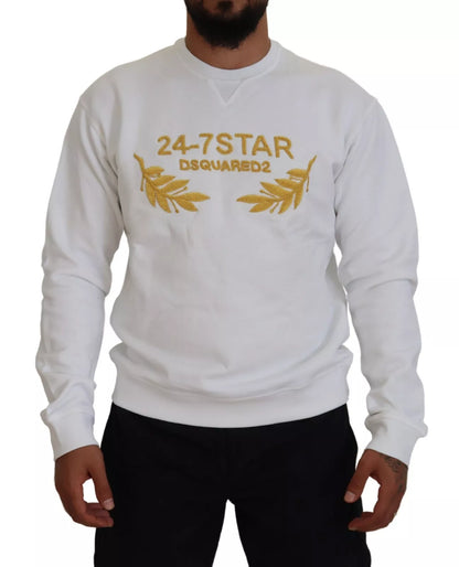 Sudadera de cuello redondo blanca bordada Dsquared²