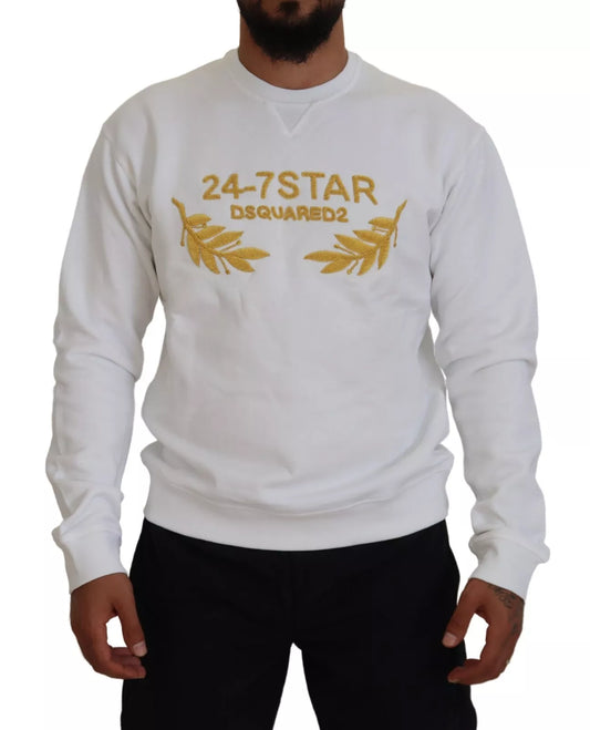 Sudadera de cuello redondo blanca bordada Dsquared²