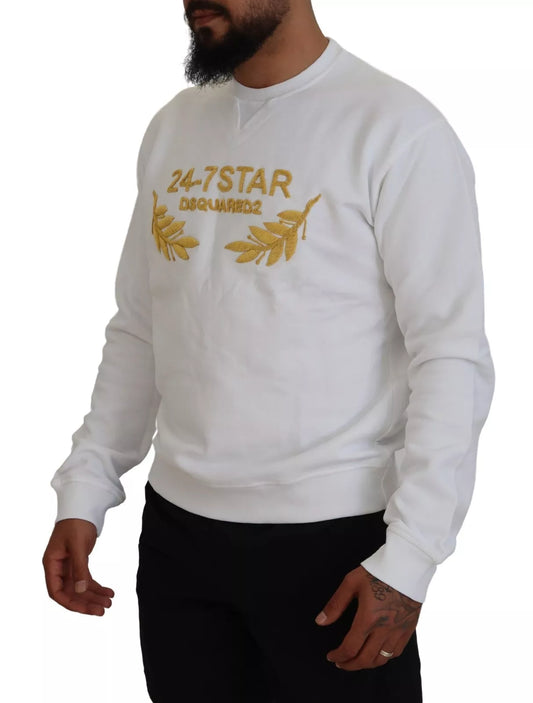 Sudadera de cuello redondo blanca bordada Dsquared²