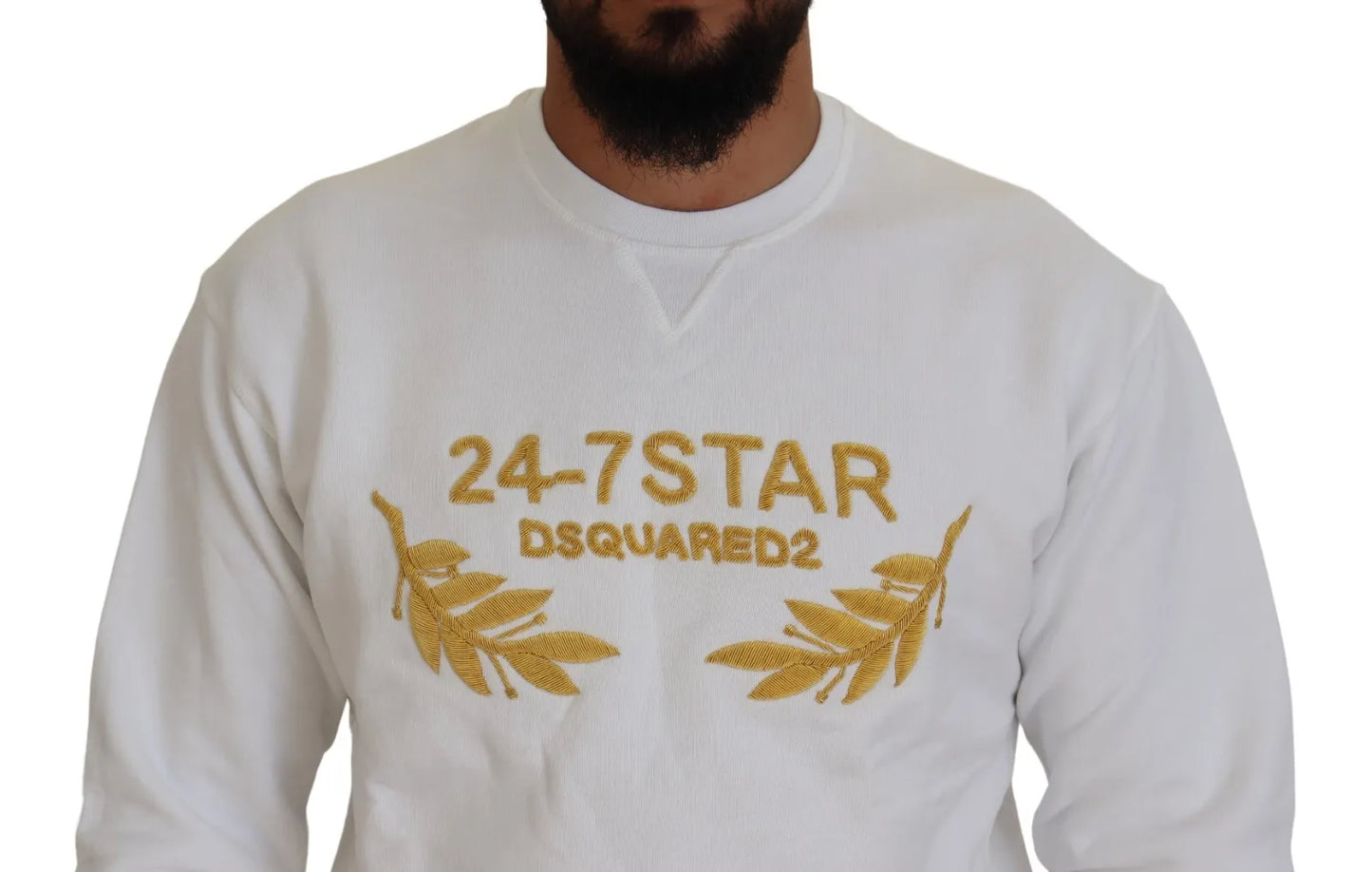 Sudadera de cuello redondo blanca bordada Dsquared²