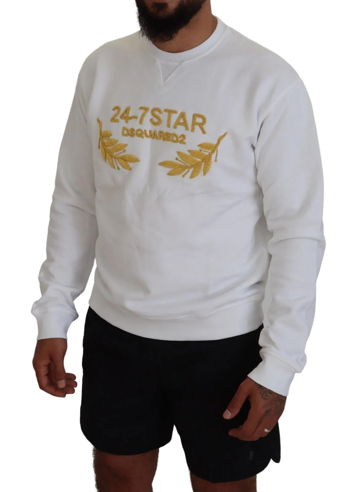 Sudadera de cuello redondo blanca bordada Dsquared²