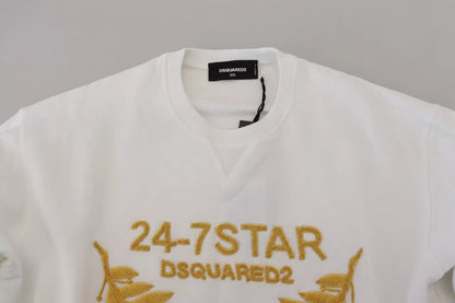 Sudadera de cuello redondo blanca bordada Dsquared²
