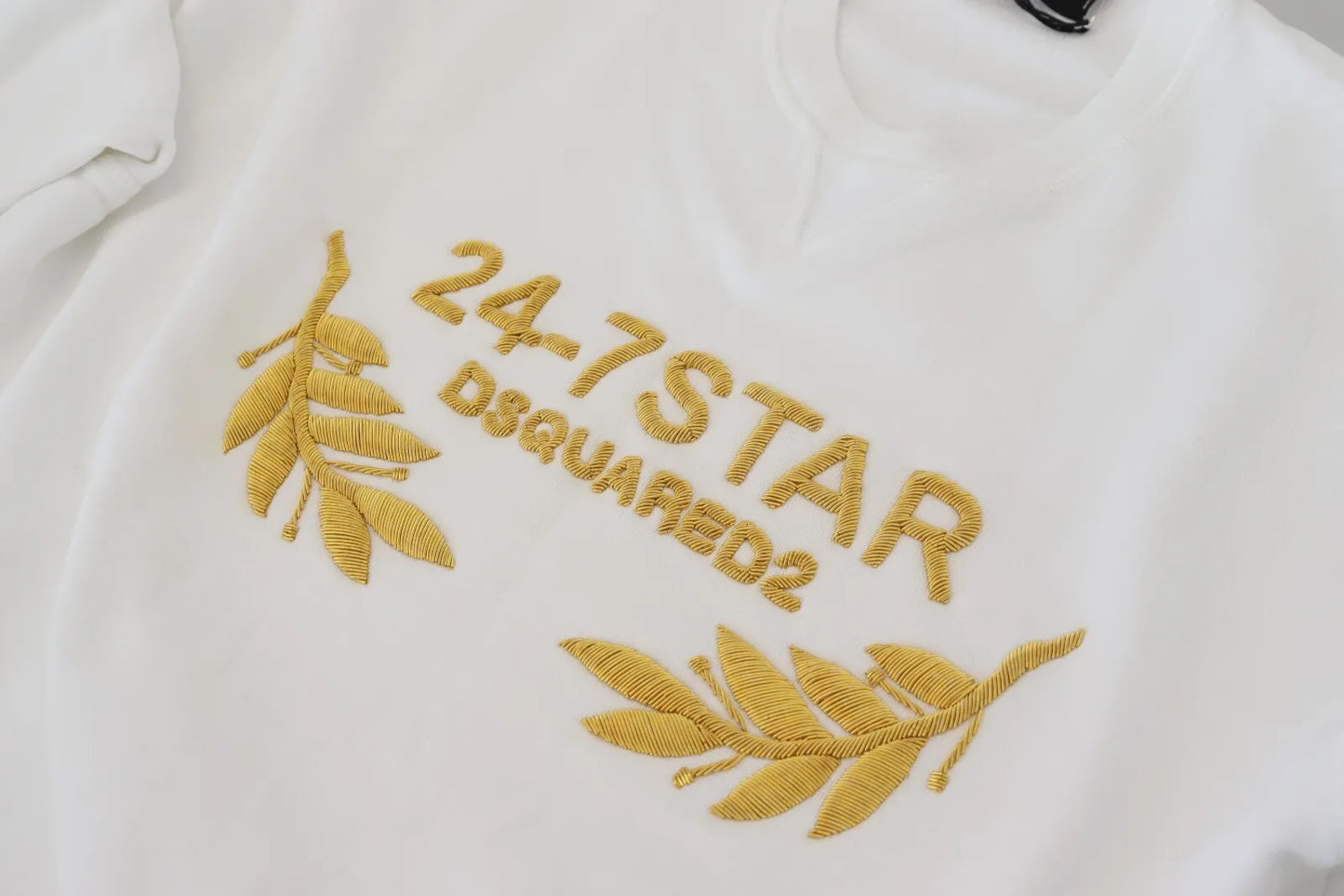 Sudadera de cuello redondo blanca bordada Dsquared²