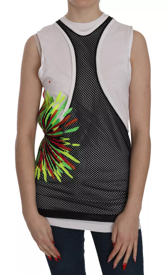 Dsquared² Blusa de algodón sin mangas con cuello redondo en blanco y negro