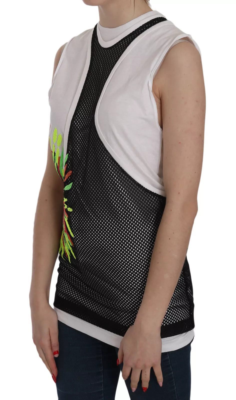 Dsquared² Blusa de algodón sin mangas con cuello redondo en blanco y negro