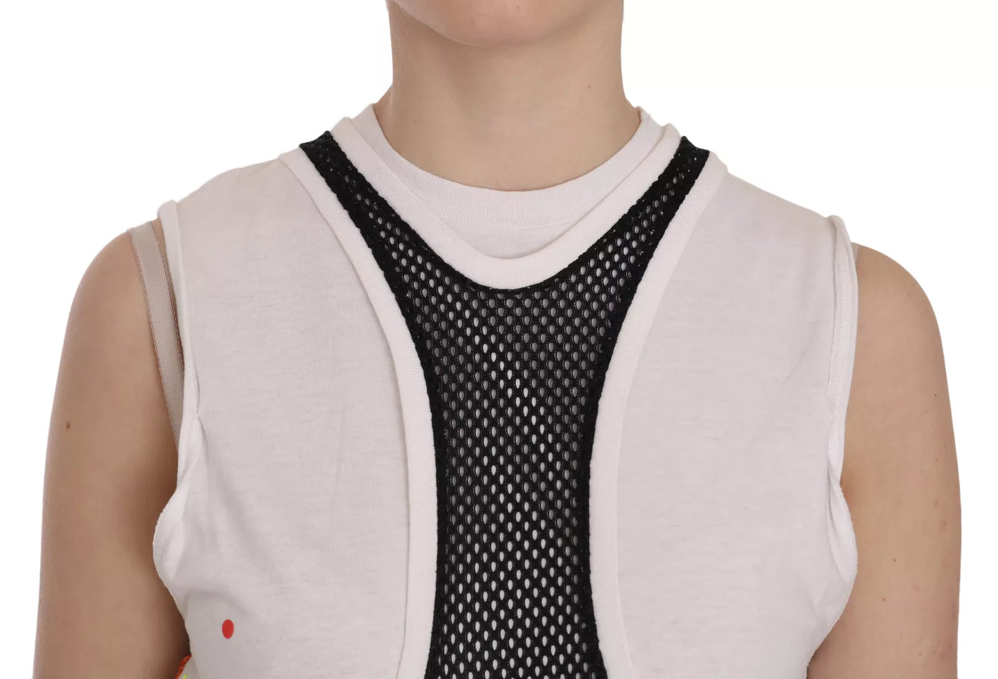 Dsquared² Blusa de algodón sin mangas con cuello redondo en blanco y negro