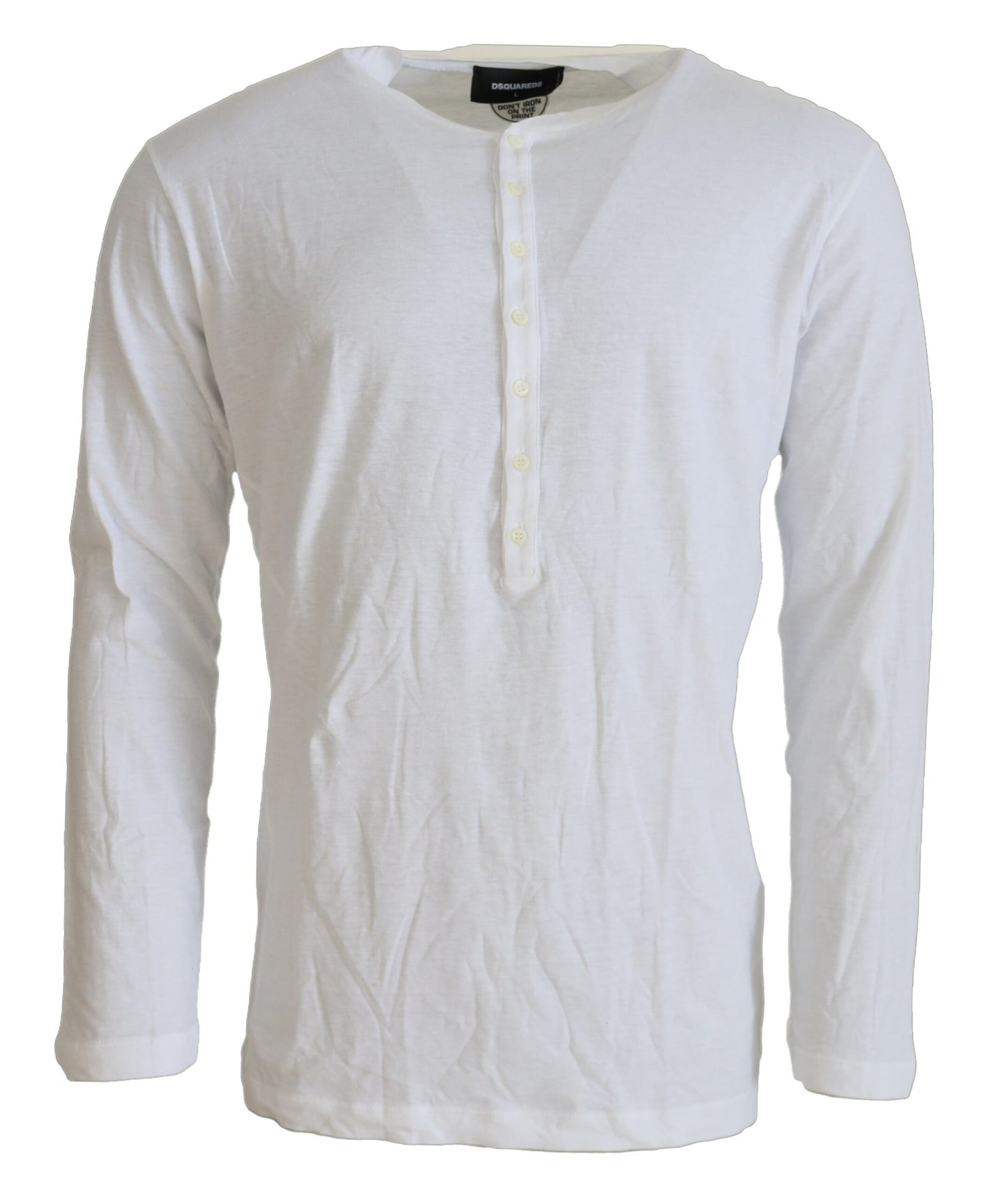 Sudadera de cuello redondo de manga larga Dsquared² de lino y algodón blanco