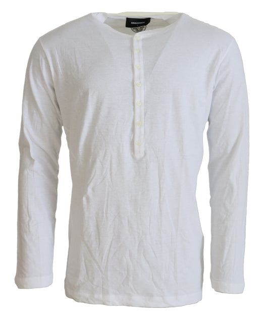 Sudadera de cuello redondo de manga larga Dsquared² de lino y algodón blanco
