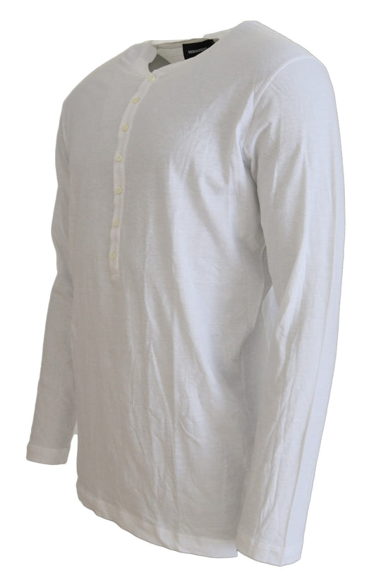 Sudadera de cuello redondo de manga larga Dsquared² de lino y algodón blanco