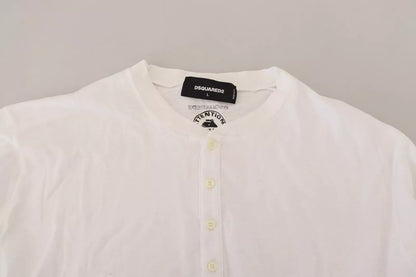 Sudadera de cuello redondo de manga larga Dsquared² de lino y algodón blanco