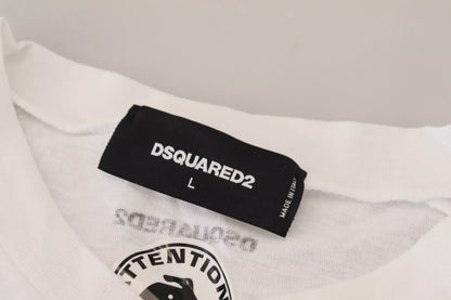 Sudadera de cuello redondo de manga larga Dsquared² de lino y algodón blanco