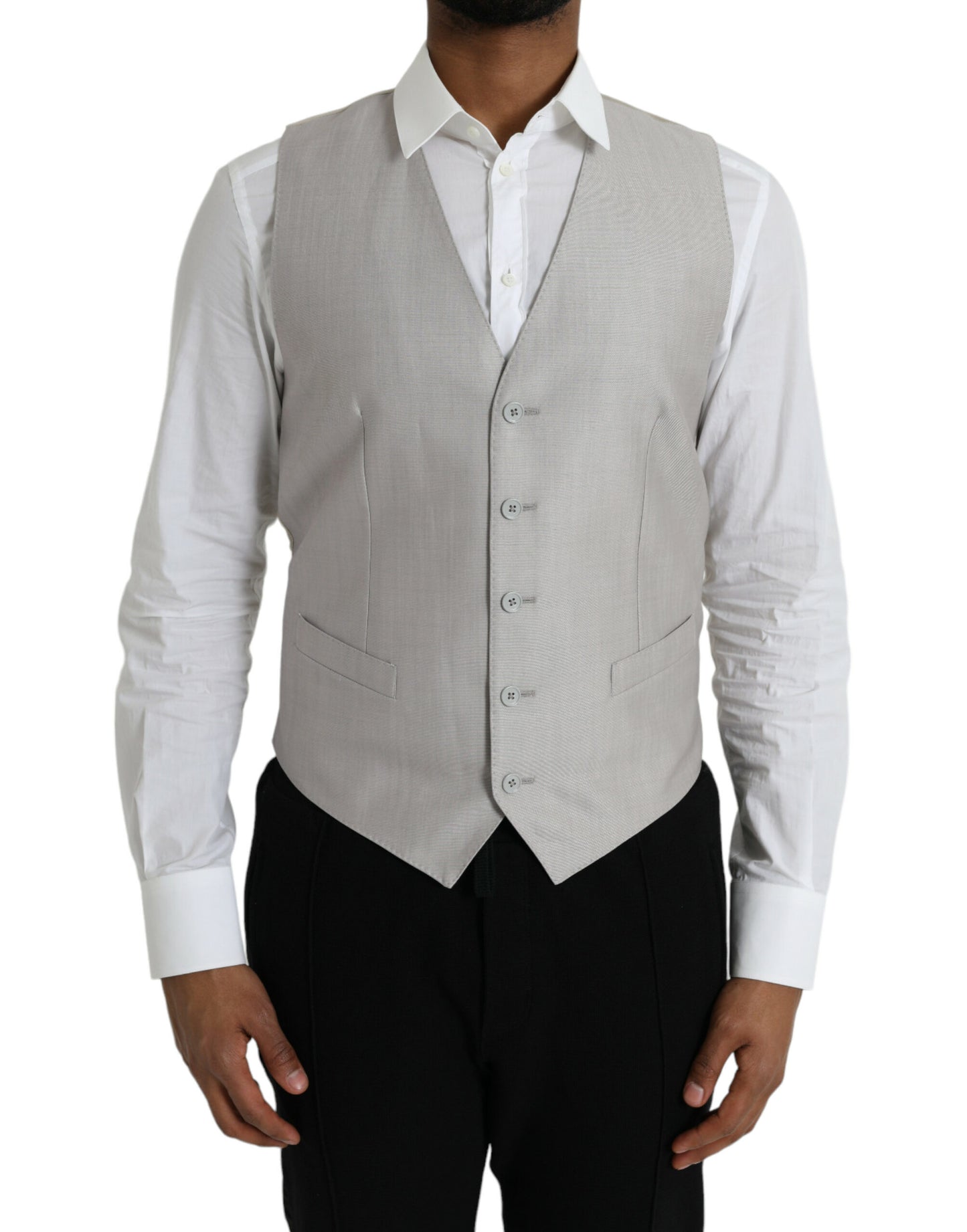 Chaleco de traje formal de lana gris claro de Dolce & Gabbana