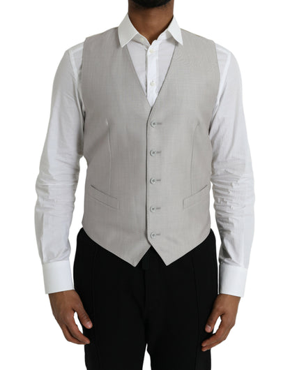 Chaleco de traje formal de lana gris claro de Dolce & Gabbana