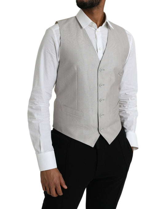 Chaleco de traje formal de lana gris claro de Dolce & Gabbana