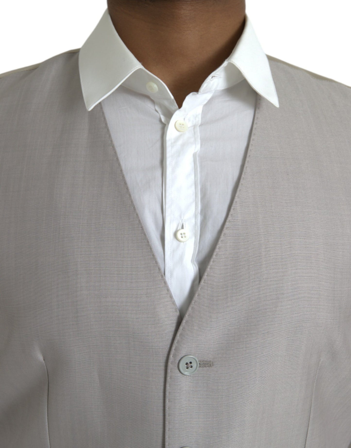 Chaleco de traje formal de lana gris claro de Dolce & Gabbana