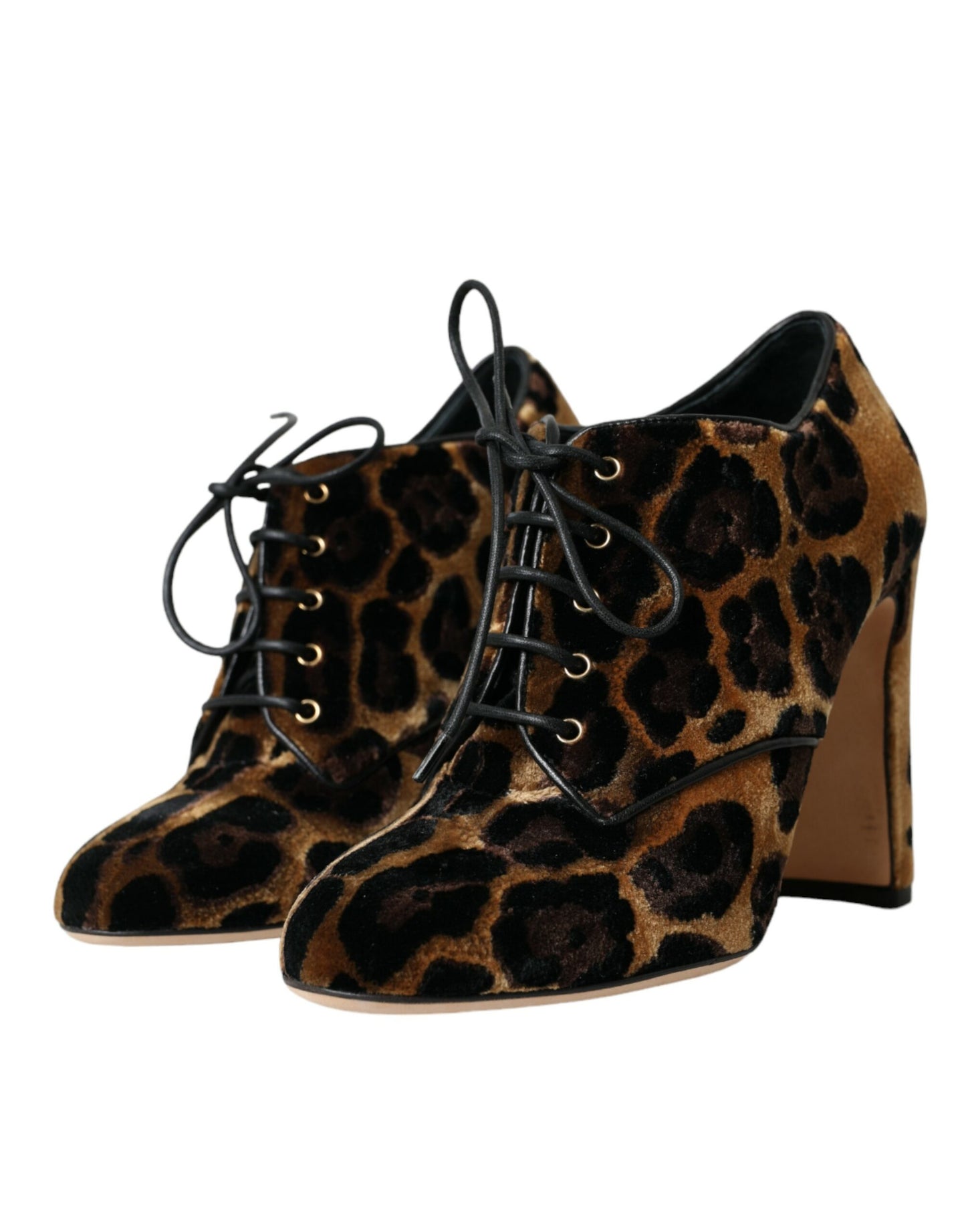 Botines de leopardo marrones con cordones Dolce & Gabbana