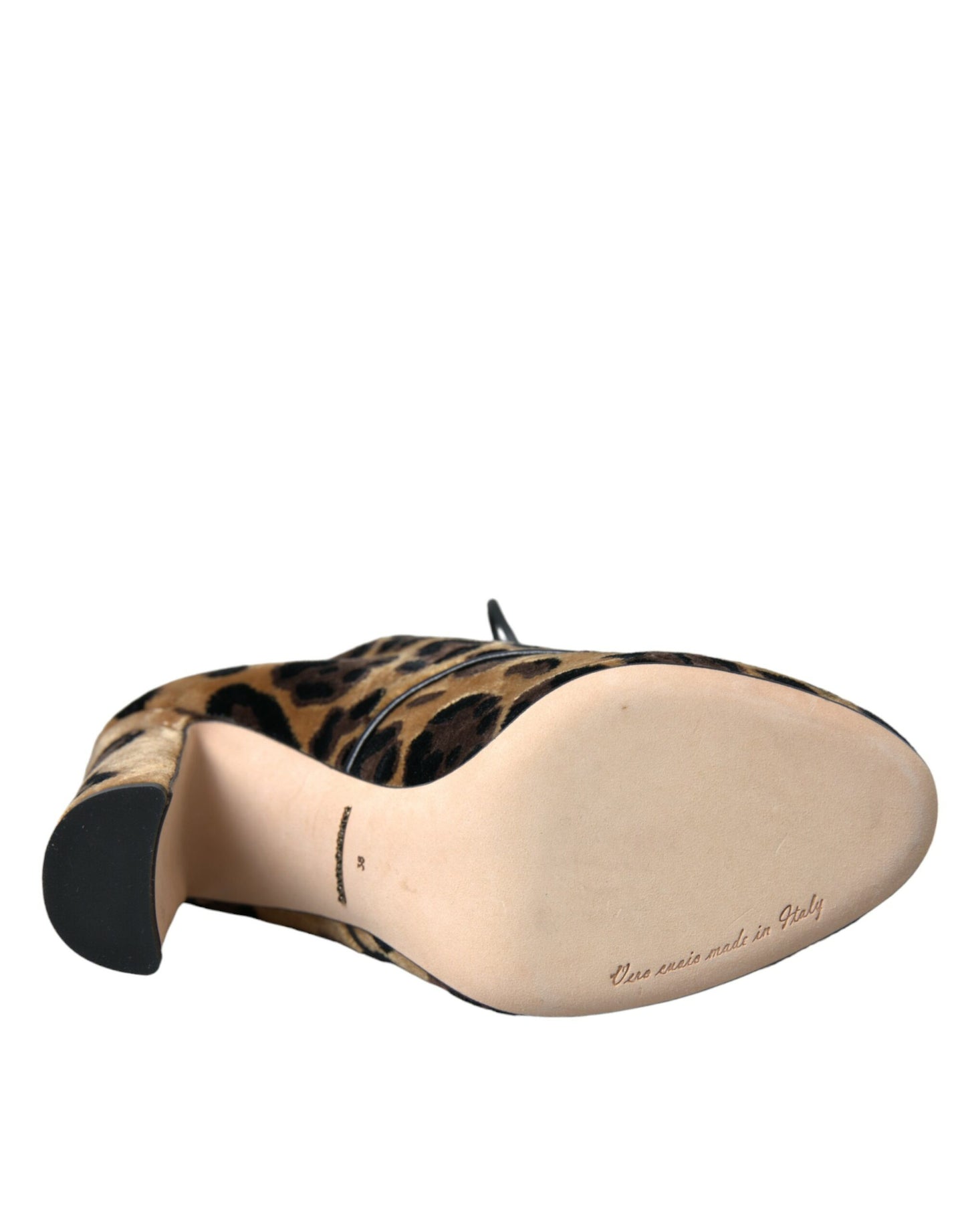 Botines de leopardo marrones con cordones Dolce & Gabbana