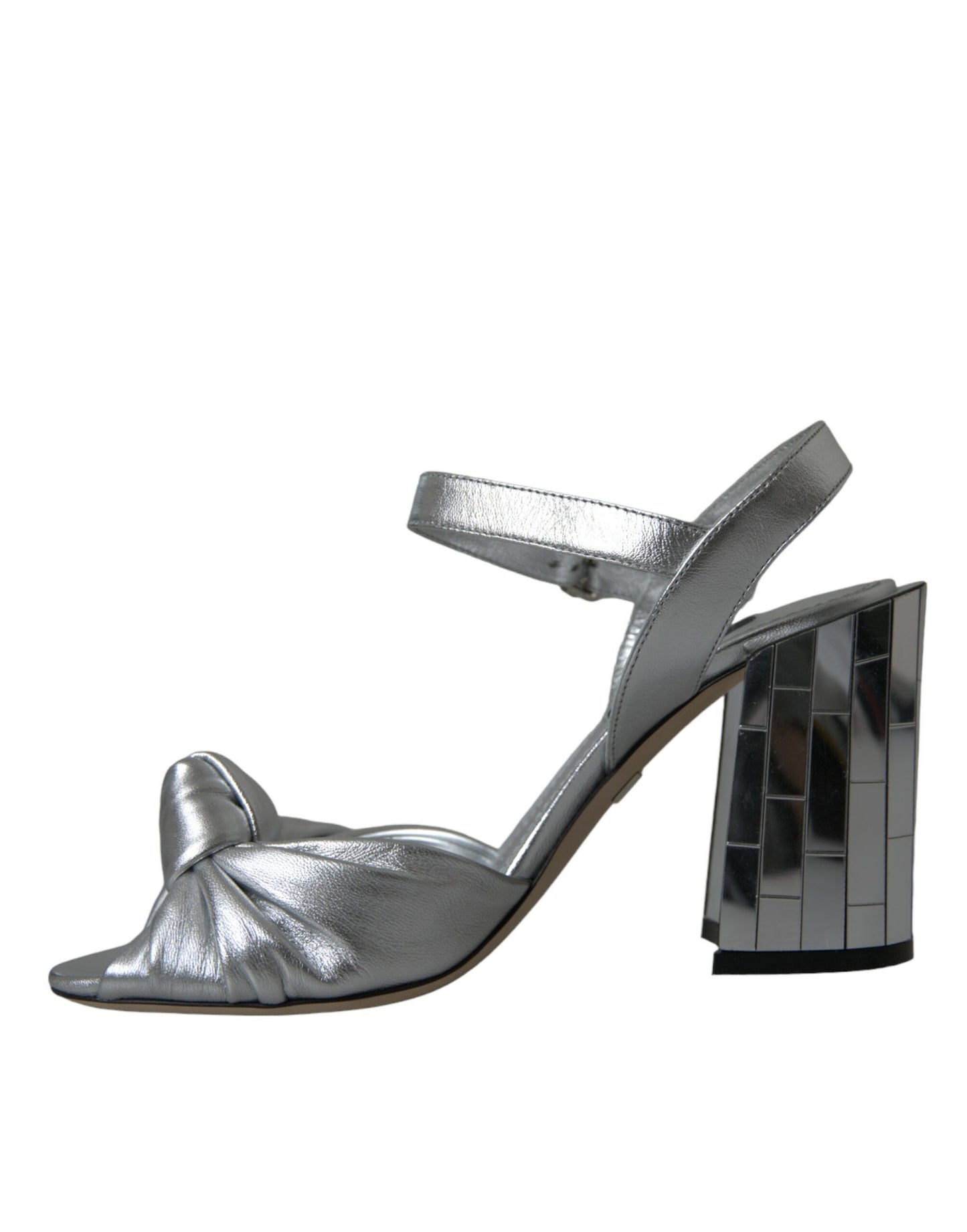 Dolce & Gabbana Zapatos Sandalias de Tacón de Piel de Cordero Plateada