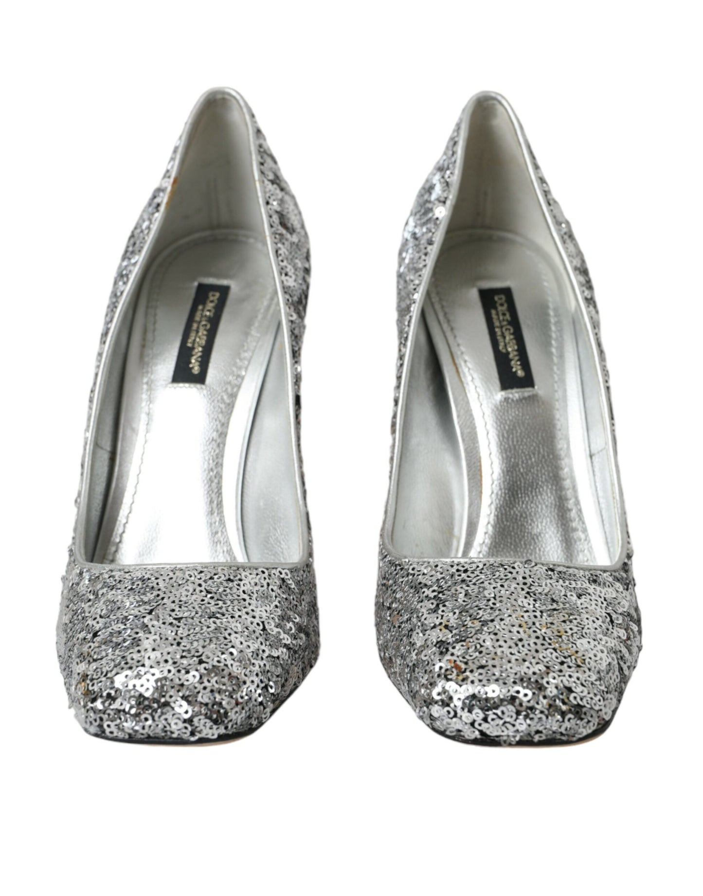 Zapatos de tacón Dolce & Gabbana plateados con lentejuelas