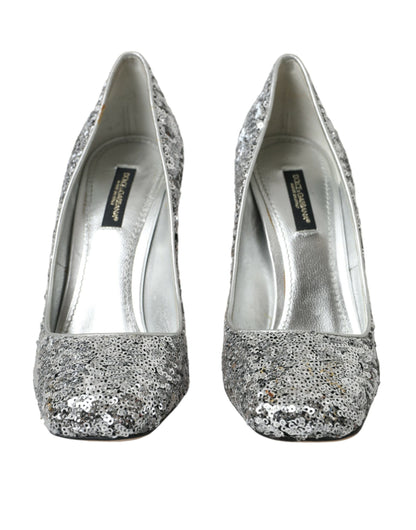 Zapatos de tacón Dolce & Gabbana plateados con lentejuelas