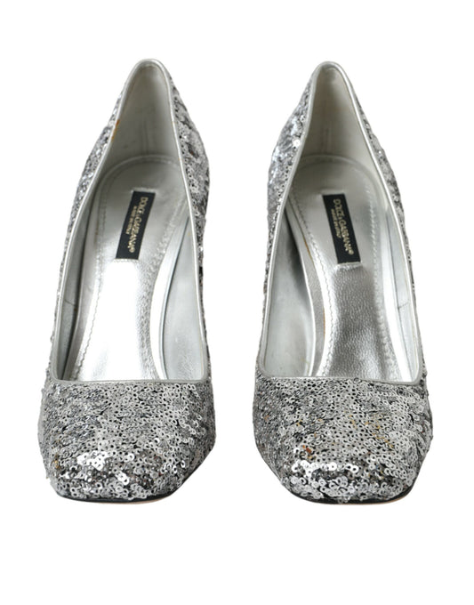 Zapatos de tacón Dolce & Gabbana plateados con lentejuelas