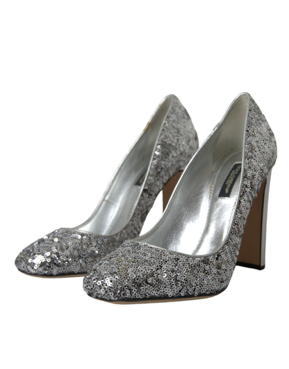 Zapatos de tacón Dolce & Gabbana plateados con lentejuelas