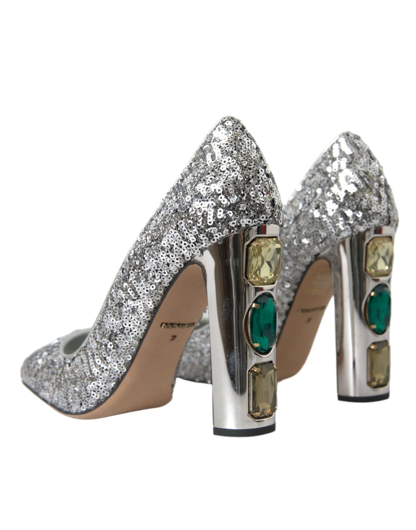 Zapatos de tacón Dolce & Gabbana plateados con lentejuelas