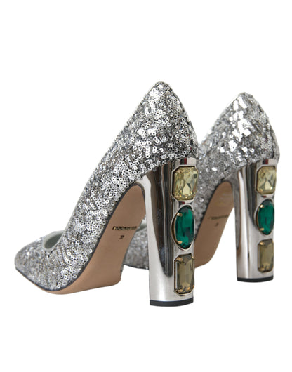 Zapatos de tacón Dolce & Gabbana plateados con lentejuelas