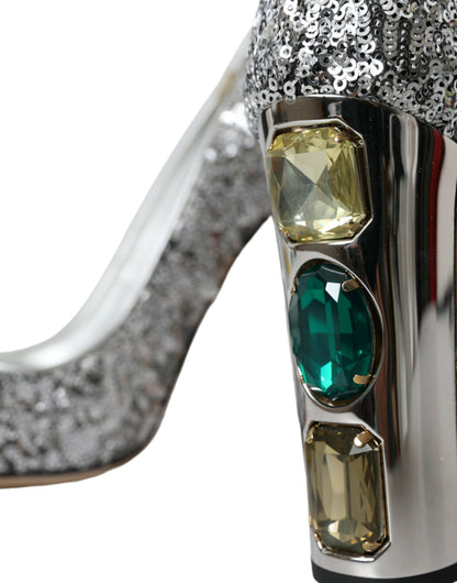 Zapatos de tacón Dolce & Gabbana plateados con lentejuelas