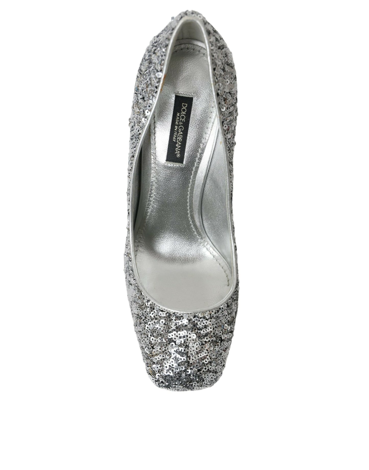 Zapatos de tacón Dolce & Gabbana plateados con lentejuelas